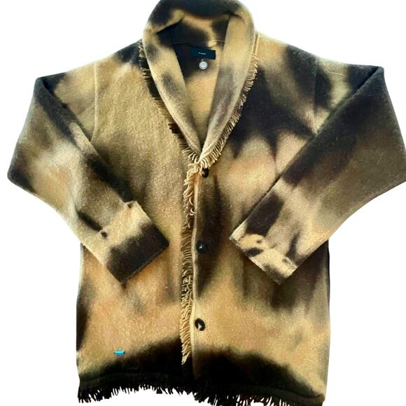ALANUI: Men's Brown Cashmere/Wool Tie Dye Cardigan - Small - Picture 2 of 10